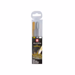 Sakura POXPGBMIX3A, Stylos à encre gel avec bouchon, Or, Argent, Blanc, Multicolore, Plastique, Fin, Rond
