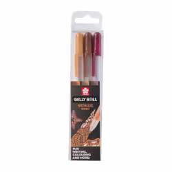 Sakura Gelly Roll Metallic Nature, Stylos à encre gel avec bouchon, Bordeaux, Cuivre, Sepia, Multicolore, Plastique, Rond, En ...