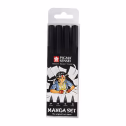 Sakura Pigma Sensei, Noir, Noir, Rond, 4 pièce(s), Ampoule