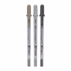 Sakura Gelly Roll Stylos à encre gel avec bouchon Gris, Gris clair 3 pièce(s)