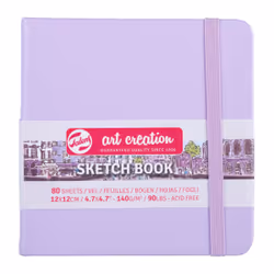 Talens Cahier de Croquis Violet pastel 12 x 12 cm 140 g 80 Feuilles, Monochromatique, Violet, 80 feuilles, 140 g/m², Couvertu ...