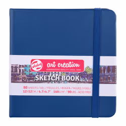 Talens Cahier de Croquis Bleu marine 12 x 12 cm 140 g 80 Feuilles, Monochromatique, Bleu, Marine, 80 feuilles, 140 g/m², Couv ...