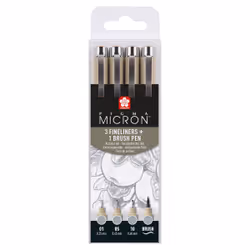 Sakura Pigma Micron, Gris clair, Fin, Plastique, Rond, Encre à base d'eau, 0,6 mm