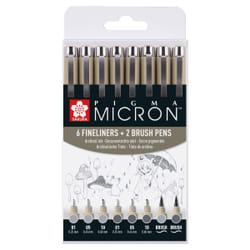 Sakura Pigma Micron stylo fin Gris, Gris clair 8 pièce(s)