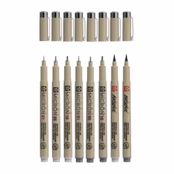 Sakura Pigma Micron stylo fin Gris, Gris clair 8 pièce(s)