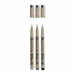 Sakura Pigma Micron 05 stylo fin Noir, Gris 3 pièce(s)
