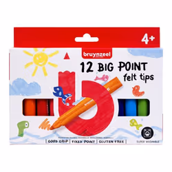 Feutres de coloriage - Pour enfant - Grosse pointe - 12 couleurs - Bruynzeel