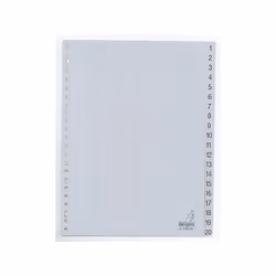 Kangaro G420CM, Onglet avec index numérique, Polypropylène (PP), Gris, A4, 0.12 mm