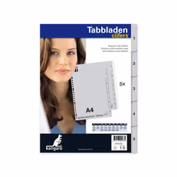 Kangaro G405CM intercalaire de classement Onglet avec index numérique Polypropylène (PP) Gris