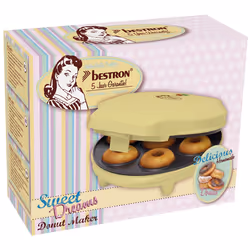 Bestron ADM218SD machine a cupcakes et donuts Machine à fabriquer des donuts 7 Donuts 700 W Jaune
