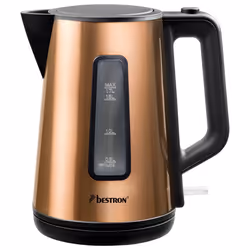 Bestron AWK1000CO, 1,7 L, 2200 W, Noir, Cuivre, Indicateur de niveau d'eau, Sans fil, Filtrage