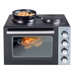 Bestron AOV31CP four et cuisinière Plaque de cuisson de table Electrique Plaque de cuisson à bobine Noir, Acier inoxydable