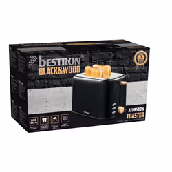 Bestron ATO850BW grille-pain 7 2 part(s) 800 W Noir, Bois - Vue supplémentaire 11