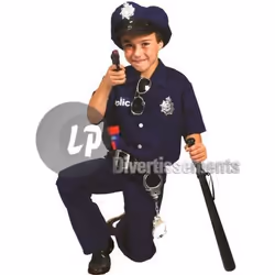 Déguisement Policier Enfant Bleu - Taille 140cm - Costume Complet avec Pantalon Veste et Casquette