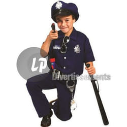 Déguisement Policier Enfant Bleu - Taille 140cm - Costume Complet avec Pantalon Veste et Casquette