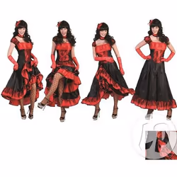 Déguisement cabaret saloon femme - MARQUE - Taille S/M - Rouge et noir - Polyester et dentelle