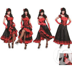 Déguisement cabaret saloon femme - MARQUE - Taille S/M - Rouge et noir - Polyester et dentelle