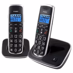 Fysic FX-6020, Téléphone DECT, 50 entrées, Identification de l'appelant, Noir