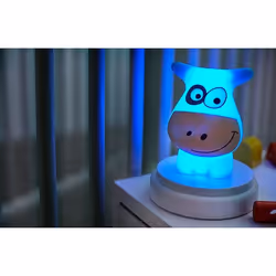 Alecto Naughty Cow lumière de nuit pour bébé Bleu, Blanc LED