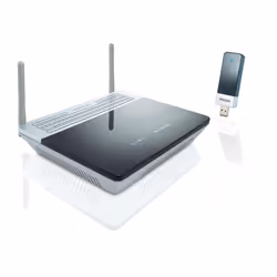 Philips Modem-routeur sans fil CKA7740N/00, Wi-Fi 4 (802.11n), Monobande (2,4 GHz), Ethernet/LAN, Noir, Gris, Routeur