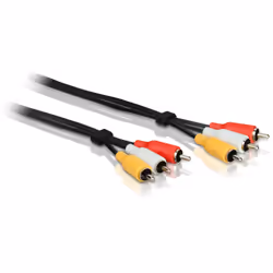 Philips Câble A/V composite SWV2966W/10, 3 m, 3 x RCA, 3 x RCA, Noir, Nickel, 2x RCA