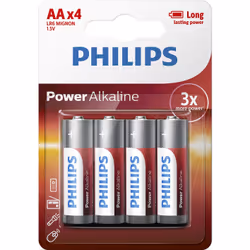 Philips Power Alkaline Batterie LR6P4B/10, Batterie à usage unique, Alcaline, 1,5 V, 4 pièce(s), 58 mm, 14 mm