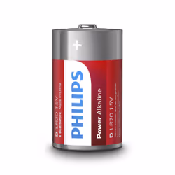 Philips Power Alkaline Batterie LR20P2B/10, Batterie à usage unique, D, Alcaline, 1,5 V, 2 pièce(s), 33 mm