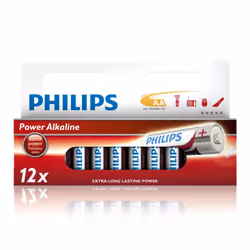 Philips Power Alkaline Batterie LR6P12W/10, Batterie à usage unique, AA, Alcaline, 1,5 V, 12 pièce(s), 5 année(s)
