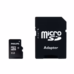 Philips Cartes Micro SD FM08MP45B/10, 8 Go, MicroSD, Classe 10, Noir