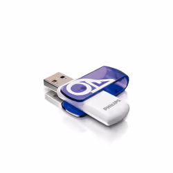 Philips Clé USB FM64FD05B/10, 64 Go, USB Type-A, 2.0, 18 Mo/s, Pivotant, Noir, Blanc