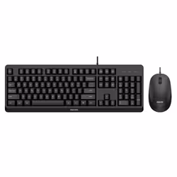 Philips 2000 series SPT6207BL/00, Taille réelle (100 %), USB, QWERTY, Noir, Souris incluse