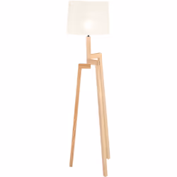 Lampe sur pied scandinave à trois pieds de la série Sabi, une combinaison chaleureuse d'un support en bois et d'un abat-jour  ...