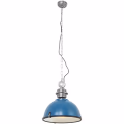 Lampe suspendue industrielle couleur pétrole de la série Bikkel, réalisée dans une teinte bleu-vert profond avec des détails ...
