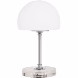 La lampe de table moderne en chrome Ancilla de Steinhauer allie un métal de haute qualité à un abat-jour en verre fait main p ...