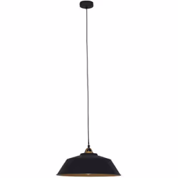 Découvrez le lustre noir et doré Nove. Avec un diamètre de 42 cm et une hauteur réglable entre 25 et 125 cm. Ce lustre tendan ...