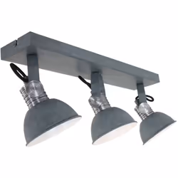 Description Spot de plafond ou mur gris et robuste avec trois spots de la série Brooklyn LED. Ce spot industriel peut être ré ...