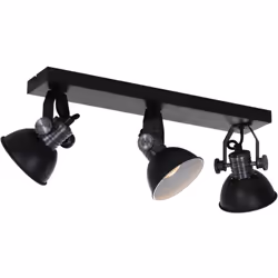 Le projecteur noir robuste à 3 lumières de la série Brooklyn a un design robuste et est facilement réglable avec les gros bou ...