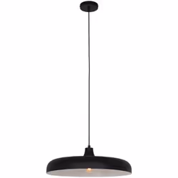 Découvrez la suspension design noire de la série Krisip. Cet abat-jour rond et plat a un diamètre de 55 cm et est suspendu à ...