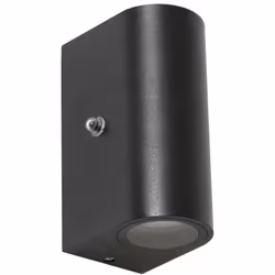 Lampe extérieure compacte avec une couleur noire moderne, qui éclaire à la fois par le bas et par le haut. Le boîtier est en  ...