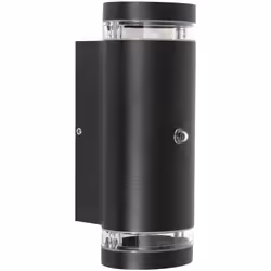 Lampe d'extérieur compacte avec capteur dans une couleur noire moderne, fabriquée en aluminium et finie avec une plaque de ve ...