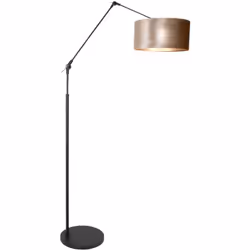 Lampe arc pliable noire de la série Prestige Chic de Steinhauer, avec un bras réglable pour une entrée de lumière flexible. L ...