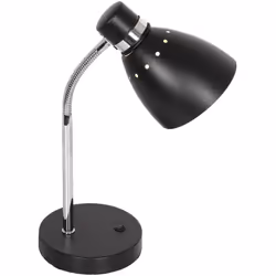 Lampe de table moderne Spring en noir mat avec un pied argenté, un abat-jour noir mat élégant et un socle assorti. Équipée d' ...