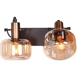 Ajoutez une touche d'élégance à votre intérieur avec la lampe murale en bronze à 2 lumières Glaslic de Steinhauer. Cette lamp ...