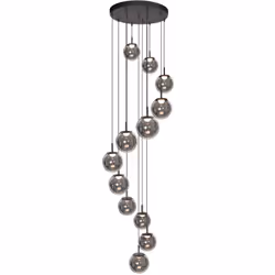 La lampe suspendue design noire Bollique est un impressionnant point de mire avec 12 boules en verre fumé. Les boules noires ...