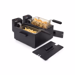Princess 183028 Friteuse Double Cuves noire, Friteuse, 6 L, 1,8 kg, 190 °C, Double, Noir