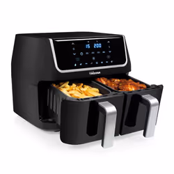 Petra FR-6970 friteuse Double 9 L Autonome 1800 W Friteuse d’air chaud Noir, Argent