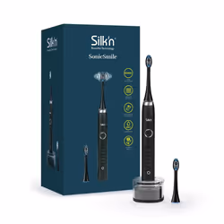 Silk'n SonicSmile, Adulte, Brosse à dents vibrante, Soin quotidien, Massage, Polissage, Blanchiment, Noir, 31000 mouvements p ...