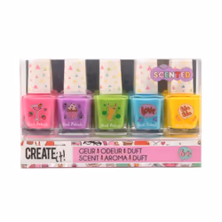 Canenco Create It! Nail Polish Scented, Vernis à ongles, Bleu, Vert, Rose, Violet, Jaune, 5 pièce(s), Multicolore, Brosse, Bo ...