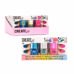 Canenco Create It! Nail Polish Mermaid, Vernis à ongles, Bleu, Rose, Argent, 3 pièce(s), Multicolore, Brosse, Bouteille