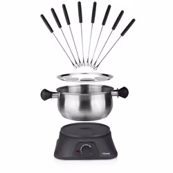 Tristar FO-1106 Appareil à fondue, 8 personne(s), 1,3 L, Noir, Acier inoxydable, Rond, Acier inoxydable, Acier inoxydable